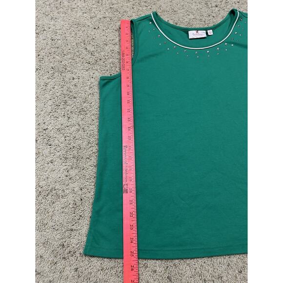 Quacker Factory Tank Top XL Embellished Pullover Casual Resort Green Q25 - Picture 6 of 7